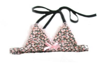 Doggie Design（ドギーデザイン）Black & Pink Roses Bikini Top ブラック ピンク ローズ ビキニ トップ