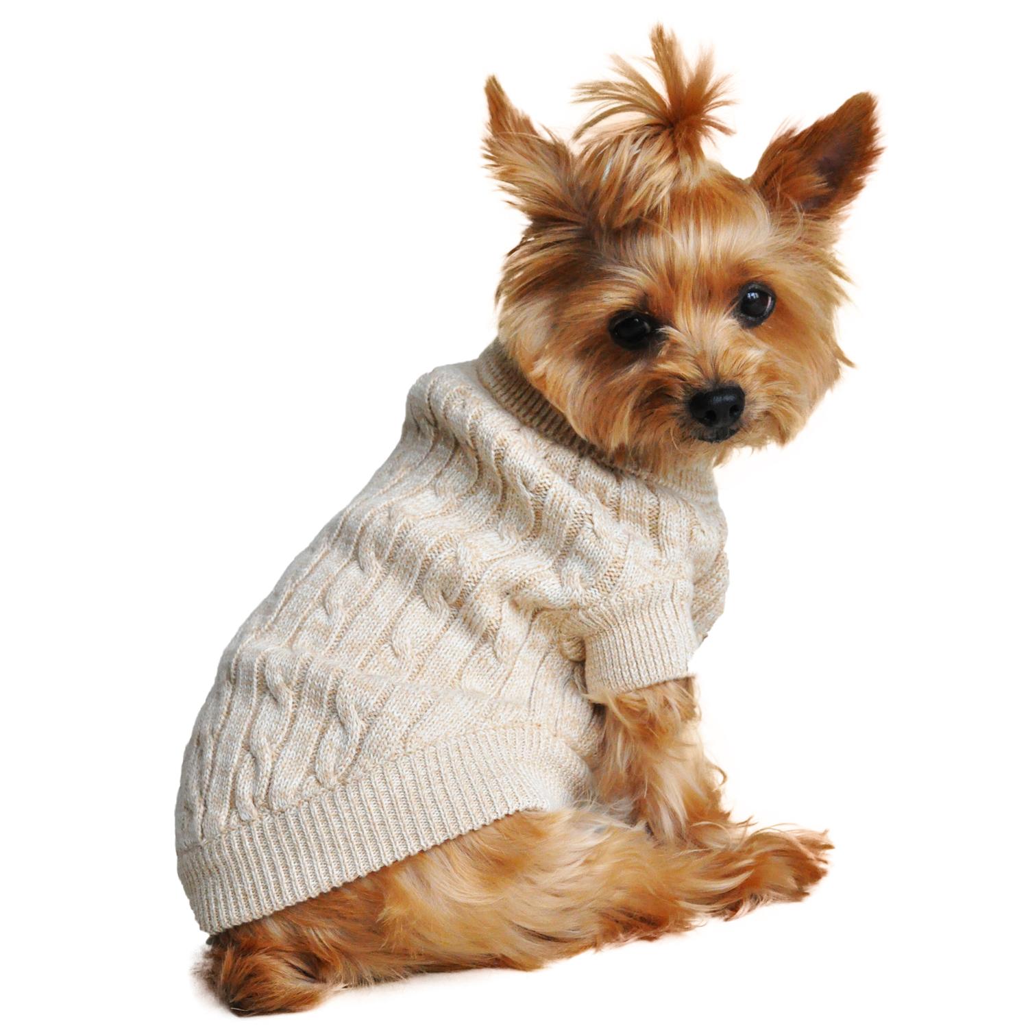 Doggie Design（ドギーデザイン）ドッグウェア コムド コットン ケーブル ニット セーター オートミール