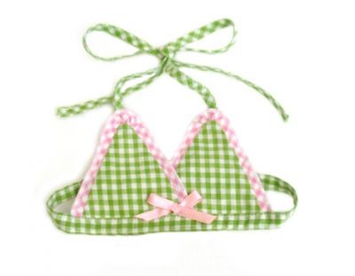 Doggie Design（ドギーデザイン）Watermelom Pink & Green Gingham Bikini Top ウォーターメロン ビキニ トップ