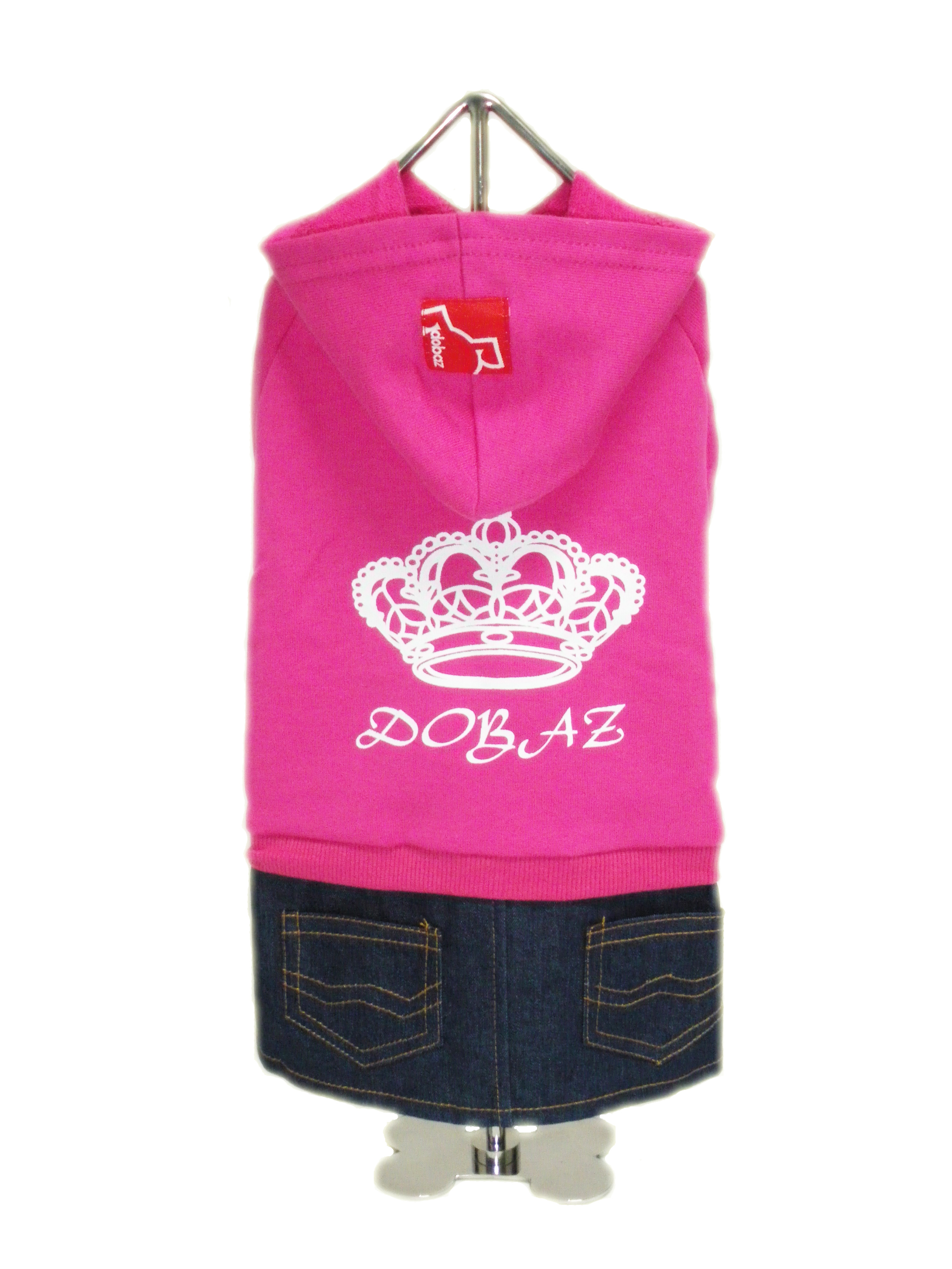 犬服【DOBAZ】（ドバズ）王冠とデニムスカートのワンピース　ピンク
