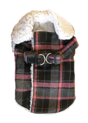 Doggie Design（ドギーデザイン）Pink Plaid Fleece Wrap Up Coat ピンク ブラック チェック フリース コート
