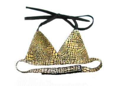 Doggie Design（ドギーデザイン）Shiny Black & Gold Bikini Top シャイニー ブラック ゴールド ビキニ トップ