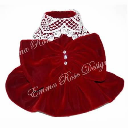 Emma Rose Design Christmas Dinner Red Velvet Dog Dress