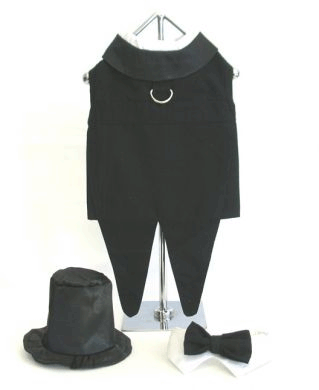 【Doggie Design】Black Tuxedo, Tails, Top Hat and Bow Tie Collar