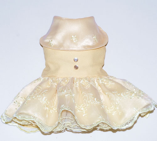 犬服【Emma Rose Design】（エマローズデザイン）Just a Dream YelllowOrganza Dog Dress　クリームイエローのドレス