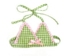 Doggie Design（ドギーデザイン）Watermelom Pink & Green Gingham Bikini Top ウォーターメロン ビキニ トップ
