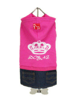 犬服【DOBAZ】（ドバズ）王冠とデニムスカートのワンピース　ピンク