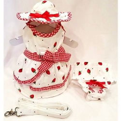 Platinum Puppy Couture（プラチナ パピー クチュール）Strawberries & Cream Harness Dress ストロベリー クリーム ハーネス ドレス