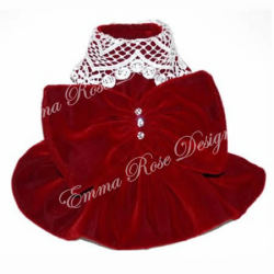 Emma Rose Design Christmas Dinner Red Velvet Dog Dress