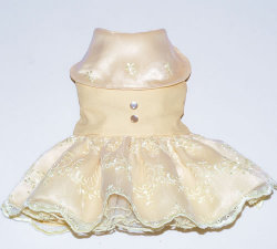 犬服【Emma Rose Design】（エマローズデザイン）Just a Dream YelllowOrganza Dog Dress　クリームイエローのドレス