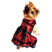 Doggie Design（ドギーデザイン）Iridescent Burgundy Satin and Black Lace Dress イリデセント バーガンディ サテン ドレス