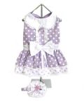Lavender Polka Dot Dress W Veil Hat & Leash