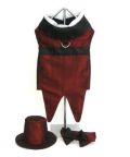 B- Burgundy Satin Rhett Butler Tuxedo, Tails, Bow Tie & Top Hat