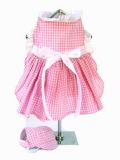 【Doggie Design】Pink Gingham Dress W/Visor and Leash