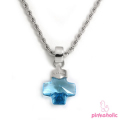 犬用ジュエリー【Pinkaholic New York】（ピンカホリックニューヨーク）MINI-CROSS NECKLACE　アクアマリン