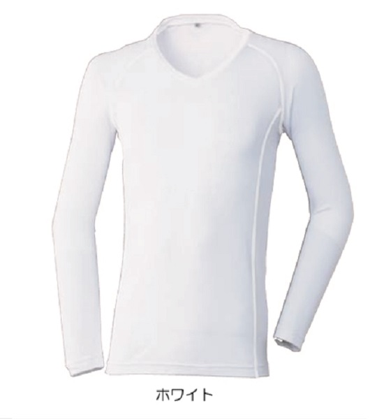 発熱Vネックシャツ　無地仕様（AT635)