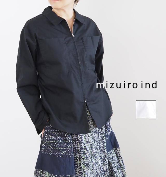 mizuiro ind ミズイロインド ジップシャツ 長袖 レディース