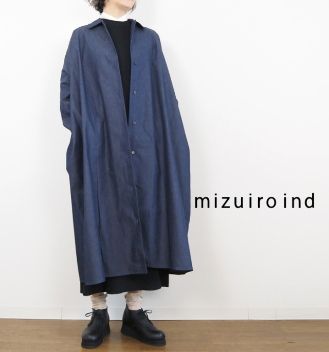 mizuiro ind ミズイロインド デニムワイドシャツワンピース