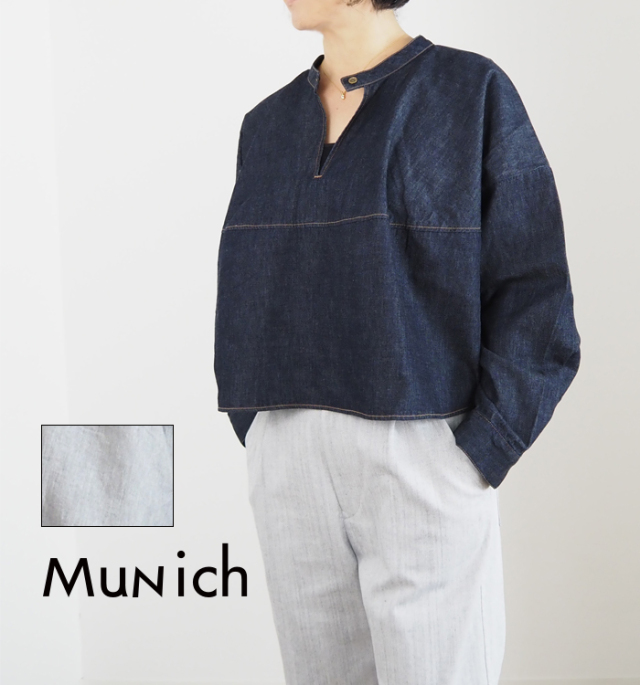 Munich ミューニック 6オンスデニム 前後2WAY クロップトブラウス レディース