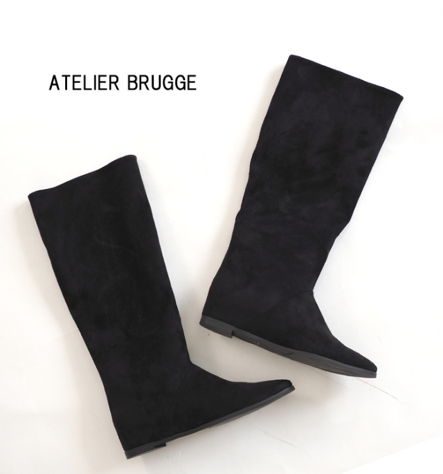 ATELIER BRUGGE アトリエブルージュ フェイクスエード インヒールロングブーツ