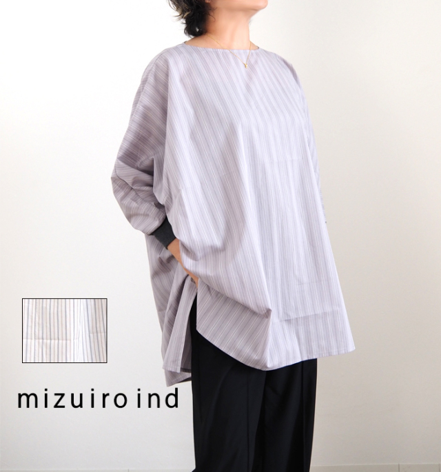 mizuiro ind ミズイロインド ドビーストライププルオーバーシャツ