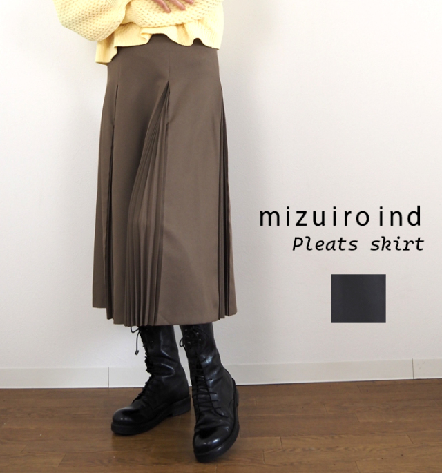 mizuiro ind ミズイロインド プリーツスカート レディース