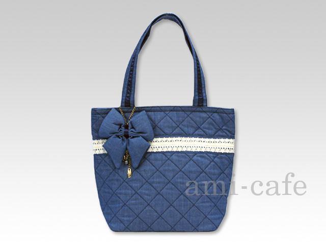 NaRaYa（ナラヤ）　リボンバッグ　デニムトート ライトブルーデニム 