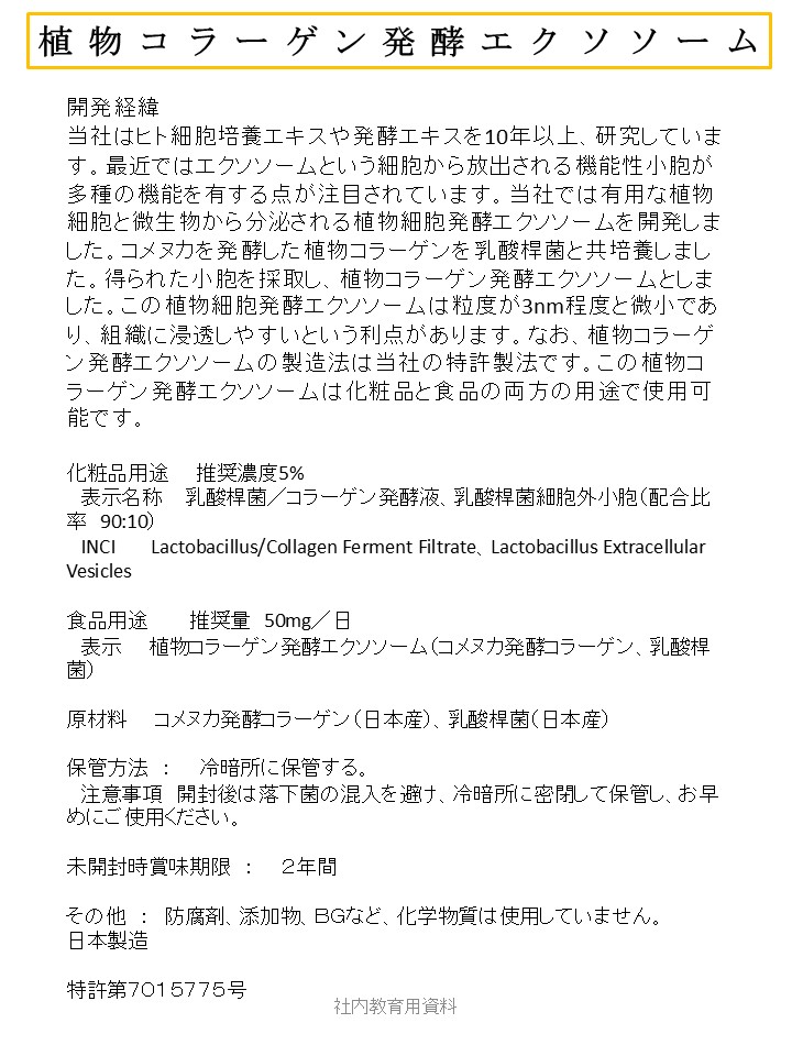 植物コラーゲン発酵エクソソーム