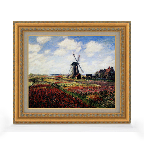 クロード・モネ チューリップ畑 F10 【額入り】 絵画 販売 10号 油彩 風景画 677×603mm  ラッピング(包装紙:ホワイト)