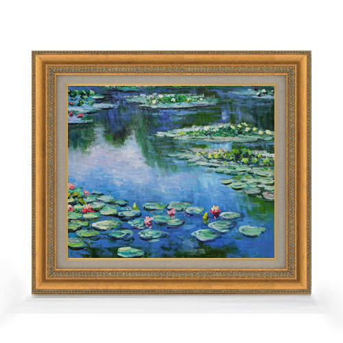 限定セールモネ睡蓮 油絵フレームローズゴールド名画インテリア古物ポイント消化 Amazon.co.jp: モネ 睡蓮 【F4】 絵画 （紐・フック付） 【インテリア