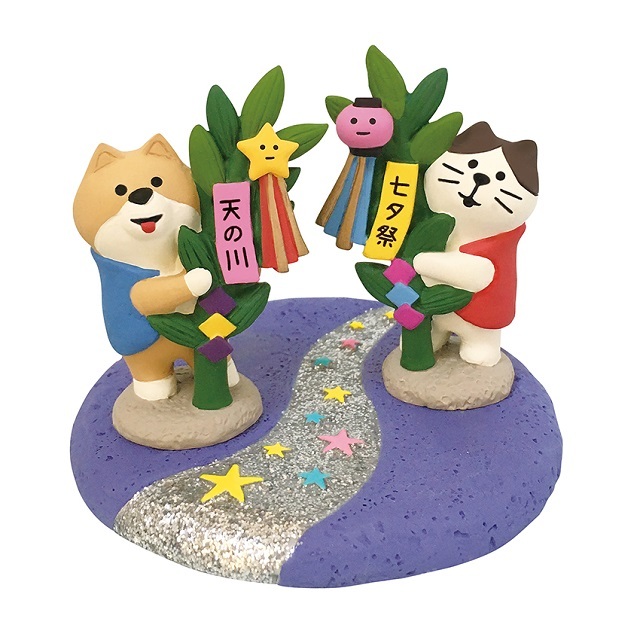 コンコンブル　七夕　文鳥・猫・笹パンダ コンコンブル 七夕 文鳥・猫・笹パンダ | 置物