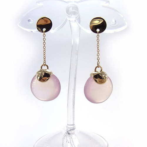 ローズクオーツピアス