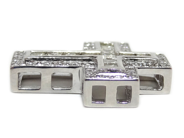 K18WG ダイヤモンドクロスペンダントトップ
