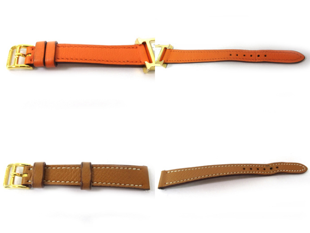 エルメス　Hウォッチミニ　レザーベルト　ドゥブルトゥール　オレンジ エルメス Hウォッチミニ レザーベルト ドゥブルトゥール