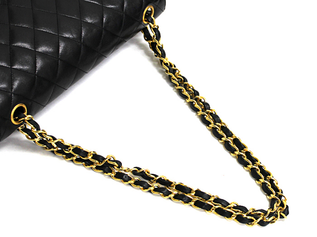 CHANEL マトラッセ ダブルフラップ ラムスキン ブラック ゴールド金具 シャネル CHANEL マトラッセ 25 ダブルフラップ ブラック