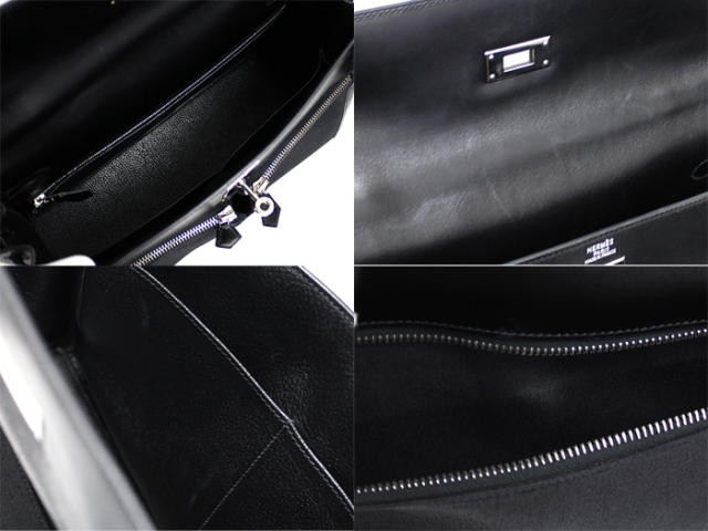 エルメス ハンドバッグ ケリー25 外縫い ブラック/シルバー金具