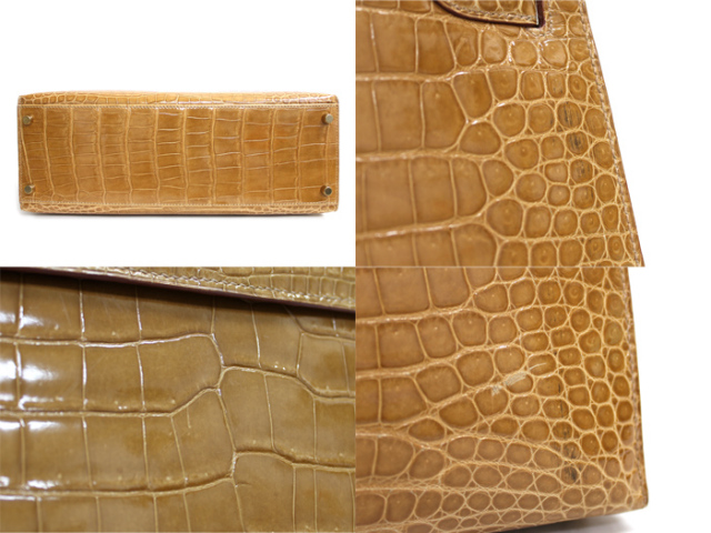エルメス/HERMES ケリー39 クロコダイル ポロサス シャイニー ベージュ