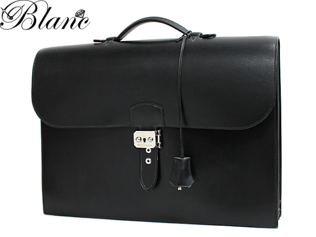 中古】 エルメス ◇ サック ア デペッシュ 38 ボックスカーフ ブラック  