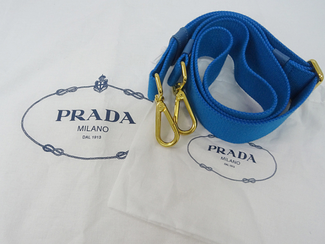 PRADA カナパトート ロゴプレート 1BG642 キャンバス 青 送料・代引手数料無料】 ◇ 【中古美品】プラダ カナパトート