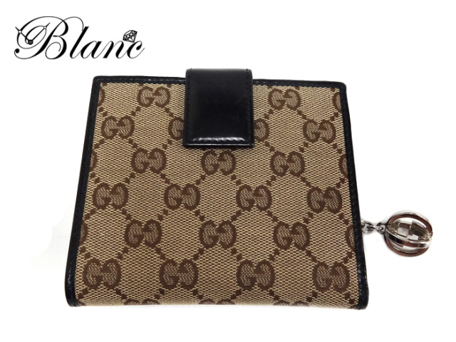 送料、代引手数料無料】 ◇ 【中古】 グッチ GGキャンバス二つ折り財布  