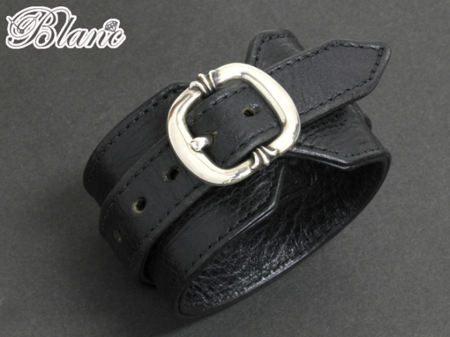 中古 クロムハーツR&R 軽かっ TINY BUCKLEレザーブレスレット 