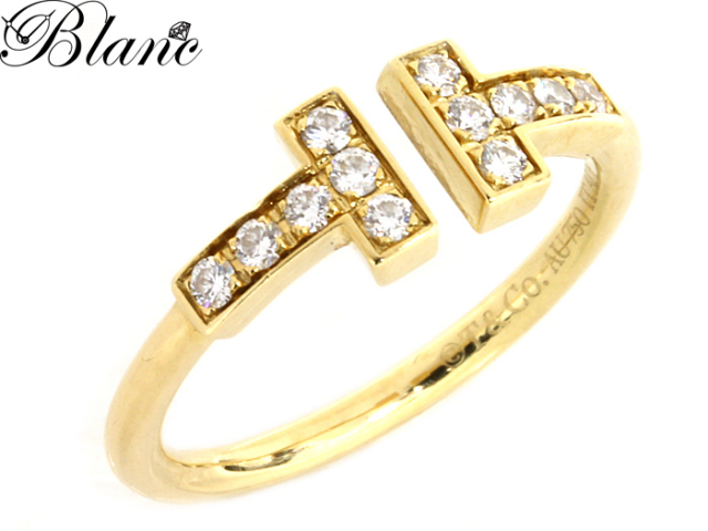 中古】 ティファニー ◇ Tワイヤー ダイヤ リング 750 K18YG 約6.5号  