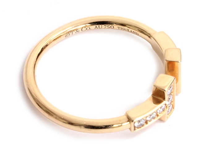 中古】 ティファニー ◇ Tワイヤー ダイヤ リング 750 約8号 K18ローズ  