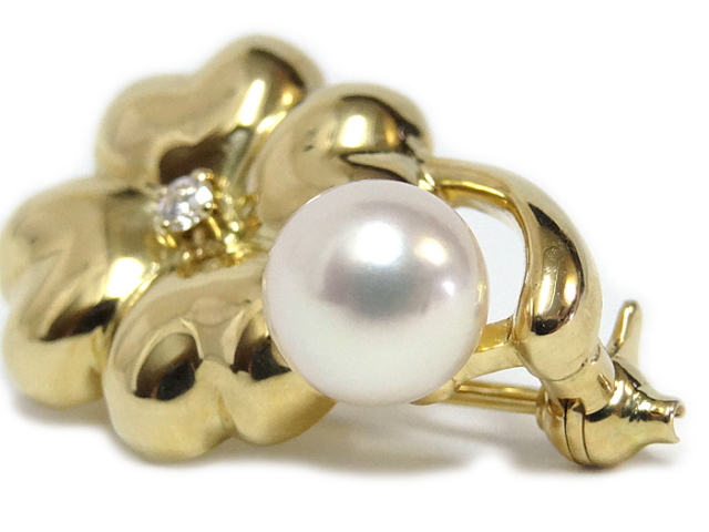 送料、代引手数料無料】 ◇ 【中古】 ミキモト パールダイヤクローバー  