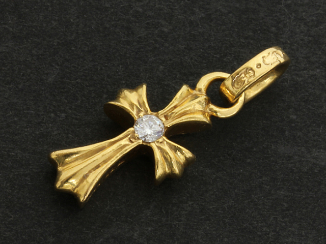 クロムハーツ 22K ベビー ファット チャーム with シングルダイヤモンド ボス サイド