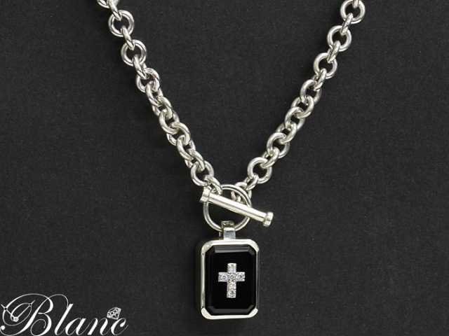 中古美品】 ジャスティンデイビス ◇ ONYX SQUARE STONE NECKLACE  