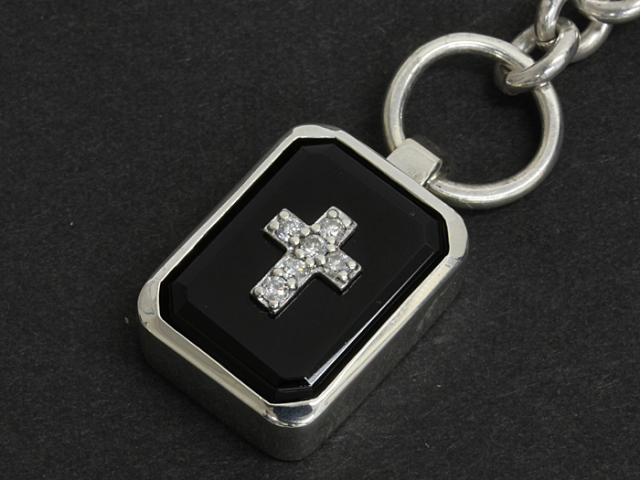 中古美品】 ジャスティンデイビス ◇ ONYX SQUARE STONE NECKLACE  