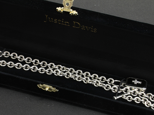 中古美品】 ジャスティンデイビス ◇ ONYX SQUARE STONE NECKLACE  