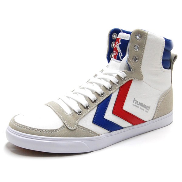 ヒュンメル hummel スニーカー ハイカット メンズ レディース スリマー スタディール ハイ キャンバス SLIMMER STADIL HIGH Canvas WHITE/BLUE/RED トリコロール ホワイト 白 HM63111K-9228