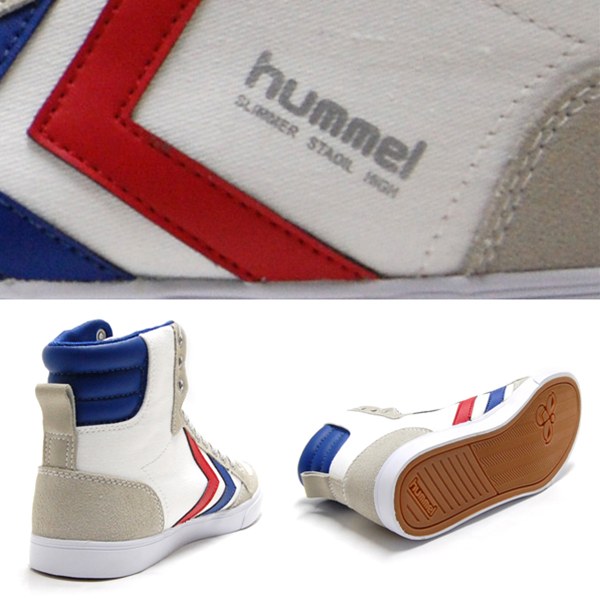 ヒュンメル hummel スニーカー ハイカット メンズ レディース スリマー スタディール ハイ キャンバス SLIMMER STADIL HIGH Canvas WHITE/BLUE/RED トリコロール ホワイト 白 HM63111K-9228